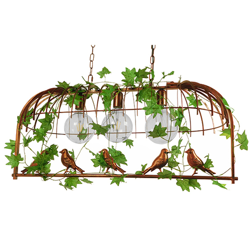 GLOBOSTAR® NEST 01648 Vintage Κρεμαστό Φωτιστικό Οροφής με Ντουί 3 x E27 AC 220-240V IP20 - Χάλκινο & Πράσινο - Μ85.5 x Π37.5 x Y38cm