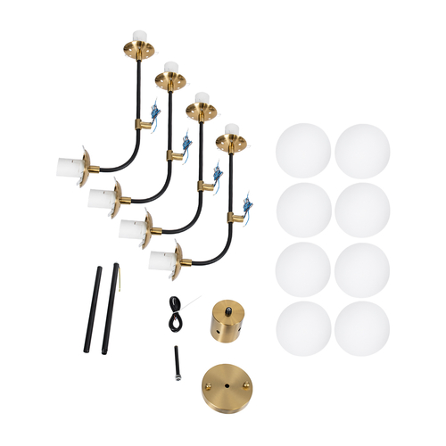 GLOBOSTAR® STARDUST 01649 Vintage Φωτιστικό Οροφής με Ντουί 8 x E27 AC 220-240V IP20 - Μαύρο & Χρυσό - Μ75 x Π75 x Υ100cm