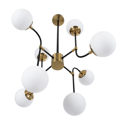 GLOBOSTAR® STARDUST 01649 Vintage Φωτιστικό Οροφής με Ντουί 8 x E27 AC 220-240V IP20 - Μαύρο & Χρυσό - Μ75 x Π75 x Υ100cm