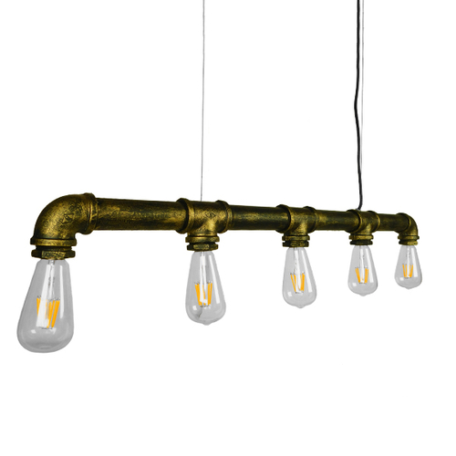 GLOBOSTAR® CANAL 01669 Vintage Κρεμαστό Φωτιστικό Οροφής με Ντουί 5 x E27 AC 220-240V IP20 - Μπρούτζινο - Μ92 x Π5 x Y8cm