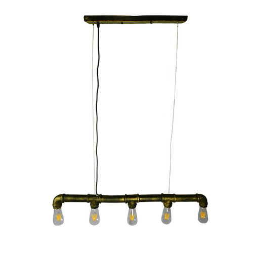 GLOBOSTAR® CANAL 01669 Vintage Κρεμαστό Φωτιστικό Οροφής με Ντουί 5 x E27 AC 220-240V IP20 - Μπρούτζινο - Μ92 x Π5 x Y8cm