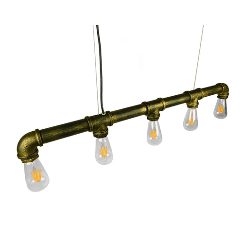 GLOBOSTAR® CANAL 01669 Vintage Κρεμαστό Φωτιστικό Οροφής με Ντουί 5 x E27 AC 220-240V IP20 - Μπρούτζινο - Μ92 x Π5 x Y8cm