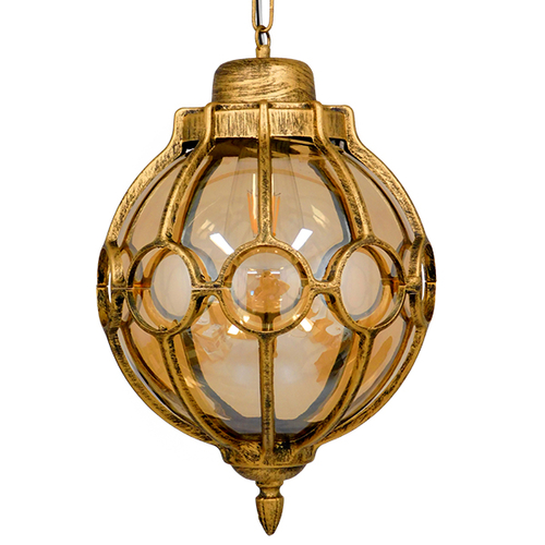 GLOBOSTAR® ETOILE 00987 Vintage Κρεμαστό Φωτιστικό Οροφής με Ντουί 1 x E27 AC 220-240V IP20 - Μπρούτζινο Εφέ Σκουριάς & Μελί - Μ28 x Π28 x Y38cm