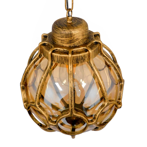 GLOBOSTAR® ETOILE 00987 Vintage Κρεμαστό Φωτιστικό Οροφής με Ντουί 1 x E27 AC 220-240V IP20 - Μπρούτζινο Εφέ Σκουριάς & Μελί - Μ28 x Π28 x Y38cm