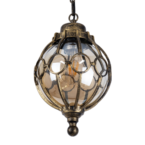 GLOBOSTAR® ETOILE 00988 Vintage Κρεμαστό Φωτιστικό Οροφής με Ντουί 1 x E27 AC 220-240V IP20 - Μπρούτζινο Εφέ Σκουριάς & Μελί - Μ18 x Π18 x Y27cm