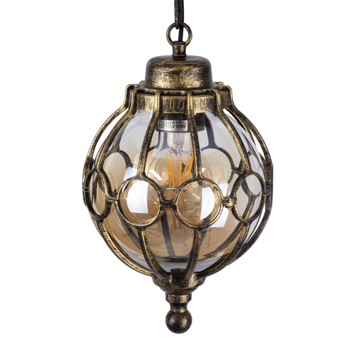 GLOBOSTAR® ETOILE 00988 Vintage Κρεμαστό Φωτιστικό Οροφής με Ντουί 1 x E27 AC 220-240V IP20 - Μπρούτζινο Εφέ Σκουριάς & Μελί - Μ18 x Π18 x Y27cm