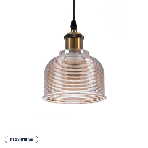 GLOBOSTAR® SEGRETO 01448 Vintage Κρεμαστό Φωτιστικό Οροφής με Ντουί 1 x E27 AC 220-240V IP20 - Διάφανο & Χρυσό - Μ14 x Π14 x Υ18cm