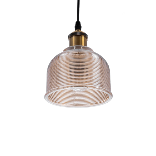 GLOBOSTAR® SEGRETO 01448 Vintage Κρεμαστό Φωτιστικό Οροφής με Ντουί 1 x E27 AC 220-240V IP20 - Διάφανο & Χρυσό - Μ14 x Π14 x Υ18cm