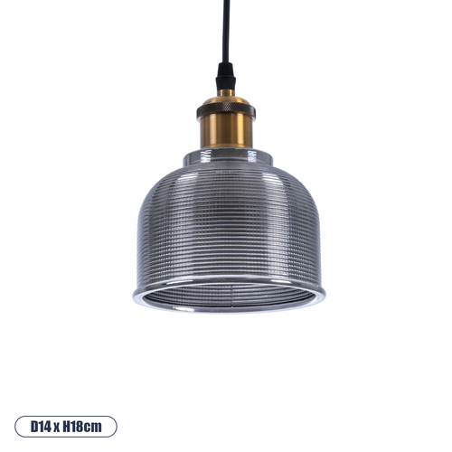 GLOBOSTAR® SEGRETO 01449 Vintage Κρεμαστό Φωτιστικό Οροφής με Ντουί 1 x E27 AC 220-240V IP20 - Γκρι & Χρυσό - Μ14 x Π14 x Υ18cm