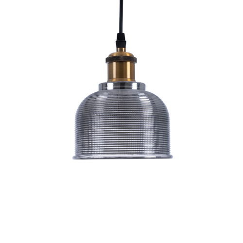 GLOBOSTAR® SEGRETO 01449 Vintage Κρεμαστό Φωτιστικό Οροφής με Ντουί 1 x E27 AC 220-240V IP20 - Γκρι & Χρυσό - Μ14 x Π14 x Υ18cm