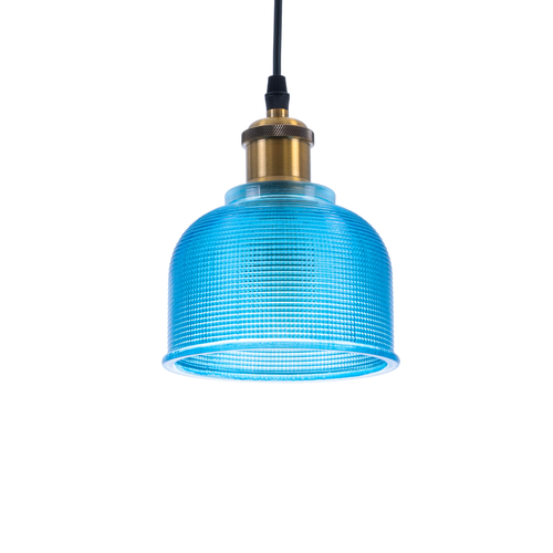 GLOBOSTAR® SEGRETO 01452 Vintage Κρεμαστό Φωτιστικό Οροφής με Ντουί 1 x E27 AC 220-240V IP20 - Μπλε & Χρυσό - Μ14 x Π14 x Υ18cm