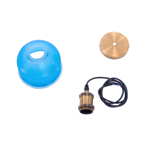 GLOBOSTAR® SEGRETO 01452 Vintage Κρεμαστό Φωτιστικό Οροφής με Ντουί 1 x E27 AC 220-240V IP20 - Μπλε & Χρυσό - Μ14 x Π14 x Υ18cm