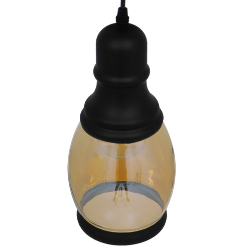 GLOBOSTAR® OLIVER 01507 Vintage Κρεμαστό Φωτιστικό Οροφής με Ντουί 1 x E27 AC 220-240V IP20 - Μελί & Μαύρο - Μ14 x Π14 x Υ30cm