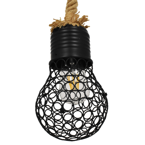 GLOBOSTAR® URBAN 01521 Vintage Κρεμαστό Φωτιστικό Οροφής με Ντουί 1 x E27 AC 220-240V IP20 - Μαύρο & Μπεζ - Μ15 x Π15 x Υ25cm
