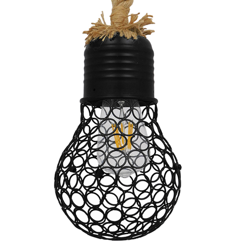 GLOBOSTAR® URBAN 01521 Vintage Κρεμαστό Φωτιστικό Οροφής με Ντουί 1 x E27 AC 220-240V IP20 - Μαύρο & Μπεζ - Μ15 x Π15 x Υ25cm