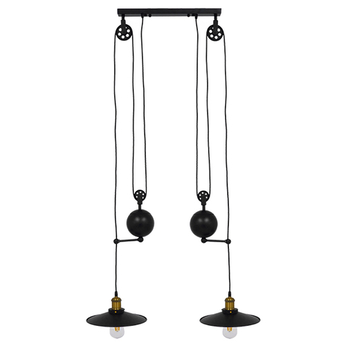 GLOBOSTAR® CARILO 01550 Vintage Κρεμαστό Φωτιστικό Οροφής με Ντουί 2 x E27 AC 220-240V IP20 - Μαύρο & Χρυσό - Μ72 x Π26 x Υ120cm