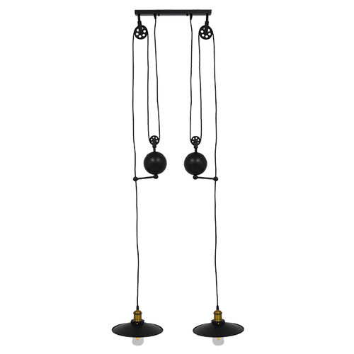GLOBOSTAR® CARILO 01550 Vintage Κρεμαστό Φωτιστικό Οροφής με Ντουί 2 x E27 AC 220-240V IP20 - Μαύρο & Χρυσό - Μ72 x Π26 x Υ120cm