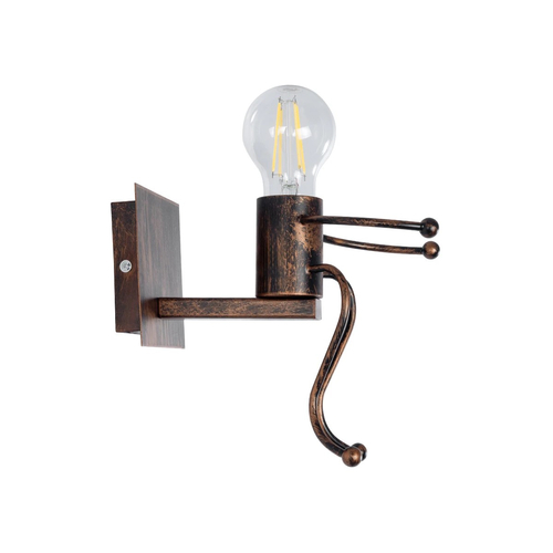 GLOBOSTAR® LITTLE MAN 01592 Μοντέρνο Φωτιστικό Τοίχου - Απλίκα με Ντουί 1 x E27 AC 220-240V IP20 - Χάλκινο - Μ12 x Π19 x Υ17cm