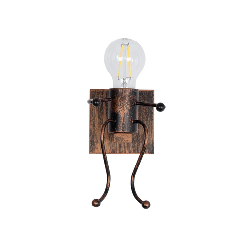 GLOBOSTAR® LITTLE MAN 01592 Μοντέρνο Φωτιστικό Τοίχου - Απλίκα με Ντουί 1 x E27 AC 220-240V IP20 - Χάλκινο - Μ12 x Π19 x Υ17cm