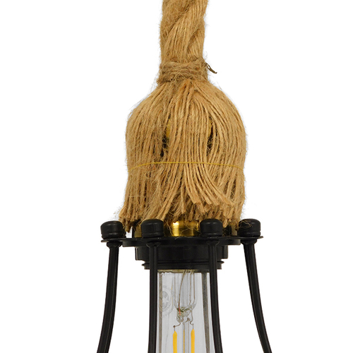 GLOBOSTAR® CAMBER 01594 Vintage Κρεμαστό Φωτιστικό Οροφής με Ντουί 1 x E27 AC 220-240V IP20 - Μαύρο & Μπεζ - Μ11 x Π11 x Υ25cm