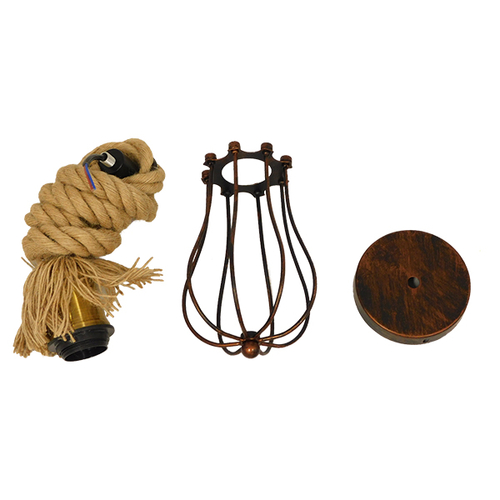 GLOBOSTAR® CAMBER 01595 Vintage Κρεμαστό Φωτιστικό Οροφής με Ντουί 1 x E27 AC 220-240V IP20 - Χάλκινο & Μπεζ - Μ11 x Π11 x Υ25cm