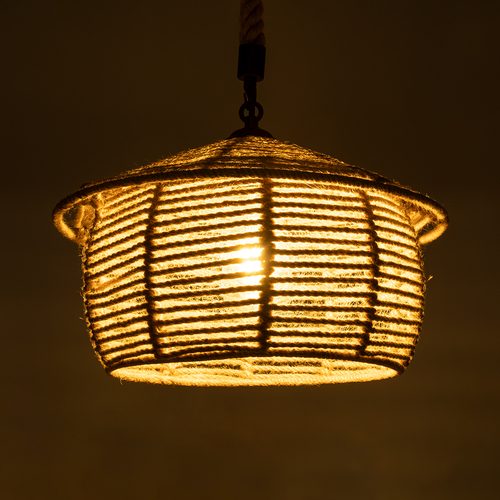 GLOBOSTAR® SPIRIT 01607 Boho Κρεμαστό Φωτιστικό Οροφής με Ντουί 1 x E27 AC 220-240V IP20 - Μπεζ - Μ35 x Π35 x Y30cm