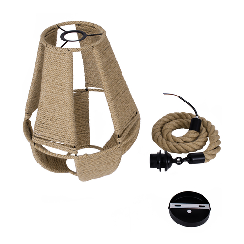 GLOBOSTAR® POLIA 01608 Boho Κρεμαστό Φωτιστικό Οροφής με Ντουί 1 x E27 AC 220-240V IP20 - Μπεζ - Μ30 x Π30 x Y42cm