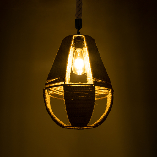 GLOBOSTAR® POLIA 01608 Boho Κρεμαστό Φωτιστικό Οροφής με Ντουί 1 x E27 AC 220-240V IP20 - Μπεζ - Μ30 x Π30 x Y42cm