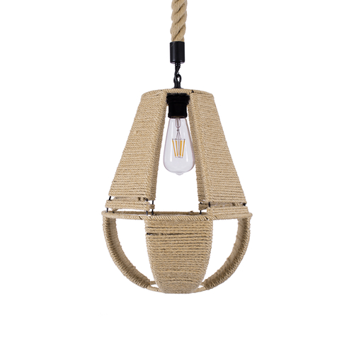 GLOBOSTAR® POLIA 01608 Boho Κρεμαστό Φωτιστικό Οροφής με Ντουί 1 x E27 AC 220-240V IP20 - Μπεζ - Μ30 x Π30 x Y42cm