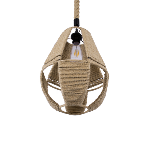 GLOBOSTAR® POLIA 01608 Boho Κρεμαστό Φωτιστικό Οροφής με Ντουί 1 x E27 AC 220-240V IP20 - Μπεζ - Μ30 x Π30 x Y42cm