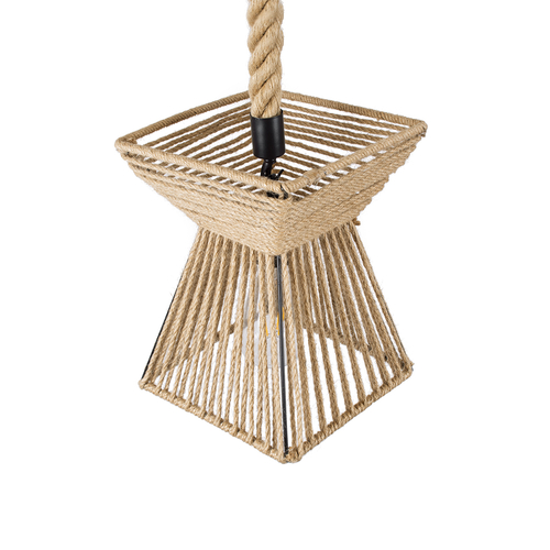 GLOBOSTAR® ROUGE 01611 Boho Κρεμαστό Φωτιστικό Οροφής με Ντουί 1 x E27 AC 220-240V IP20 - Μπεζ - Μ21 x Π21 x Y27cm