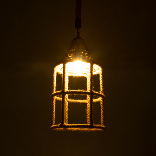 GLOBOSTAR® YUBA 01612 Boho Κρεμαστό Φωτιστικό Οροφής με Ντουί 1 x E27 AC 220-240V IP20 - Μπεζ - Μ22 x Π22 x Y40cm