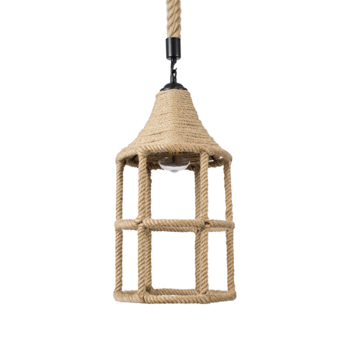 GLOBOSTAR® YUBA 01612 Boho Κρεμαστό Φωτιστικό Οροφής με Ντουί 1 x E27 AC 220-240V IP20 - Μπεζ - Μ22 x Π22 x Y40cm