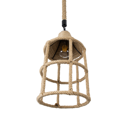 GLOBOSTAR® YUBA 01612 Boho Κρεμαστό Φωτιστικό Οροφής με Ντουί 1 x E27 AC 220-240V IP20 - Μπεζ - Μ22 x Π22 x Y40cm