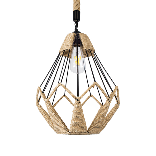 GLOBOSTAR® CONICAL 01617 Vintage Κρεμαστό Φωτιστικό Οροφής με Ντουί 1 x E27 AC 220-240V IP20 - Μαύρο & Μπεζ - Μ30 x Π30 x Υ40cm