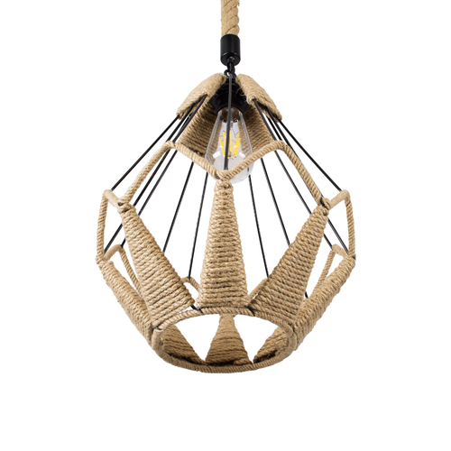 GLOBOSTAR® CONICAL 01617 Vintage Κρεμαστό Φωτιστικό Οροφής με Ντουί 1 x E27 AC 220-240V IP20 - Μαύρο & Μπεζ - Μ30 x Π30 x Υ40cm