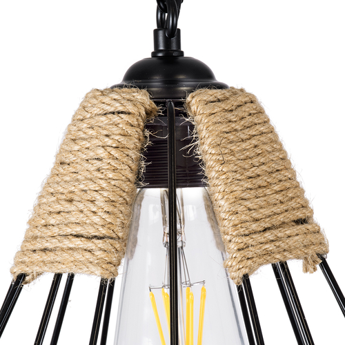 GLOBOSTAR® CONICAL 01617 Vintage Κρεμαστό Φωτιστικό Οροφής με Ντουί 1 x E27 AC 220-240V IP20 - Μαύρο & Μπεζ - Μ30 x Π30 x Υ40cm