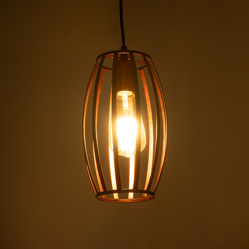 GLOBOSTAR® ZEBRA 01639 Vintage Κρεμαστό Φωτιστικό Οροφής με Ντουί 1 x E27 AC 220-240V IP20 - Χάλκινο - Μ15 x Π15 x Y15cm