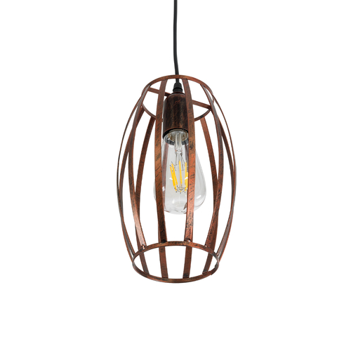 GLOBOSTAR® ZEBRA 01639 Vintage Κρεμαστό Φωτιστικό Οροφής με Ντουί 1 x E27 AC 220-240V IP20 - Χάλκινο - Μ15 x Π15 x Y15cm