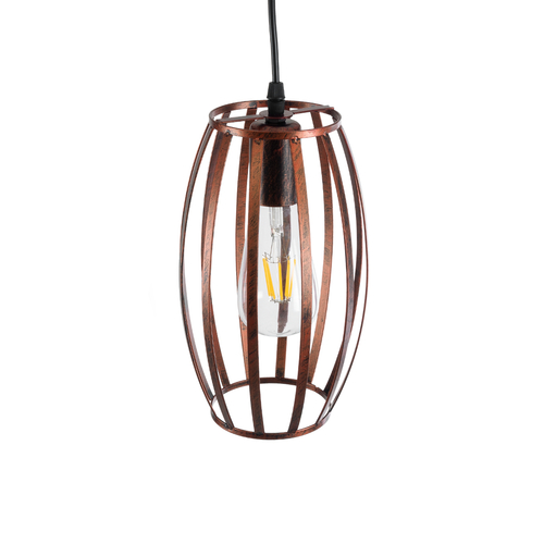 GLOBOSTAR® ZEBRA 01639 Vintage Κρεμαστό Φωτιστικό Οροφής με Ντουί 1 x E27 AC 220-240V IP20 - Χάλκινο - Μ15 x Π15 x Y15cm