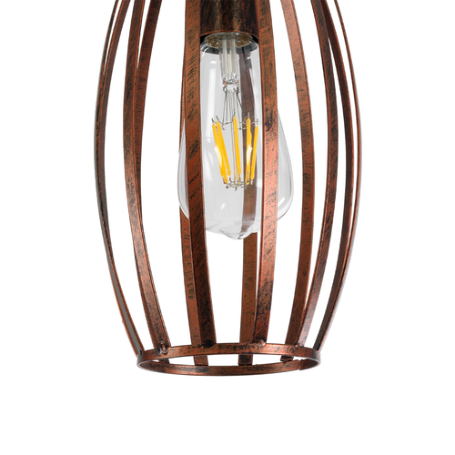 GLOBOSTAR® ZEBRA 01639 Vintage Κρεμαστό Φωτιστικό Οροφής με Ντουί 1 x E27 AC 220-240V IP20 - Χάλκινο - Μ15 x Π15 x Y15cm