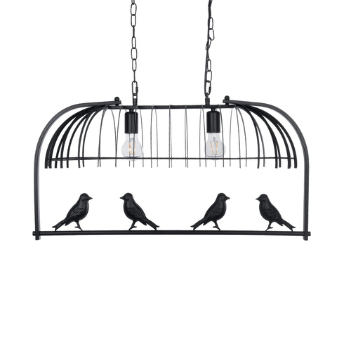 GLOBOSTAR® NEST 01643 Vintage Κρεμαστό Φωτιστικό Οροφής με Ντουί 2 x E27 AC 220-240V IP20 - Μαύρο & Πράσινο - Μ76 x Π36 x Y37cm