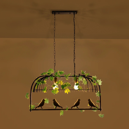 GLOBOSTAR® NEST 01643 Vintage Κρεμαστό Φωτιστικό Οροφής με Ντουί 2 x E27 AC 220-240V IP20 - Μαύρο & Πράσινο - Μ76 x Π36 x Y37cm