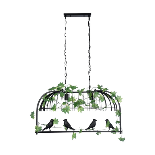 GLOBOSTAR® NEST 01643 Vintage Κρεμαστό Φωτιστικό Οροφής με Ντουί 2 x E27 AC 220-240V IP20 - Μαύρο & Πράσινο - Μ76 x Π36 x Y37cm