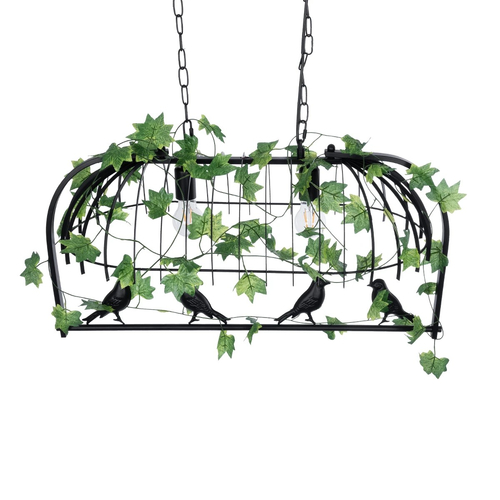 GLOBOSTAR® NEST 01643 Vintage Κρεμαστό Φωτιστικό Οροφής με Ντουί 2 x E27 AC 220-240V IP20 - Μαύρο & Πράσινο - Μ76 x Π36 x Y37cm