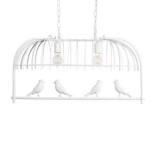 GLOBOSTAR® NEST 01644 Vintage Κρεμαστό Φωτιστικό Οροφής με Ντουί 2 x E27 AC 220-240V IP20 - Λευκό & Πράσινο - Μ73.6 x Π37.5 x Y38cm