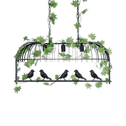 GLOBOSTAR® NEST 01646 Vintage Κρεμαστό Φωτιστικό Οροφής με Ντουί 3 x E27 AC 220-240V IP20 - Μαύρο & Πράσινο - Μ86 x Π38 x Y37cm