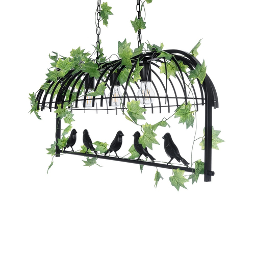 GLOBOSTAR® NEST 01646 Vintage Κρεμαστό Φωτιστικό Οροφής με Ντουί 3 x E27 AC 220-240V IP20 - Μαύρο & Πράσινο - Μ86 x Π38 x Y37cm