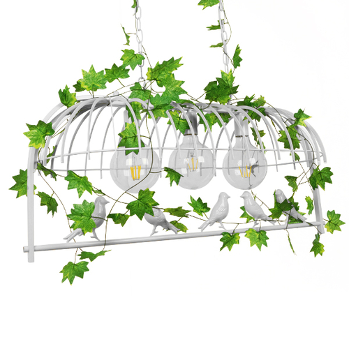 GLOBOSTAR® NEST 01647 Vintage Κρεμαστό Φωτιστικό Οροφής με Ντουί 3 x E27 AC 220-240V IP20 - Λευκό & Πράσινο - Μ86 x Π38 x Y37cm