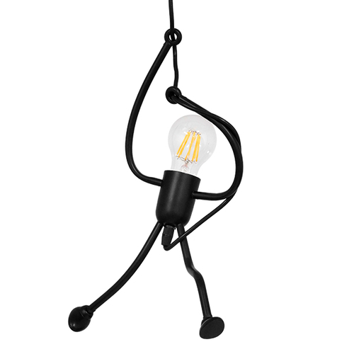 GLOBOSTAR® LITTLE MAN 01652 Μοντέρνο Κρεμαστό Φωτιστικό Οροφής με Ντουί 1 x E27 AC 220-240V IP20 - Μαύρο - Μ20 x Π20 x Υ40cm